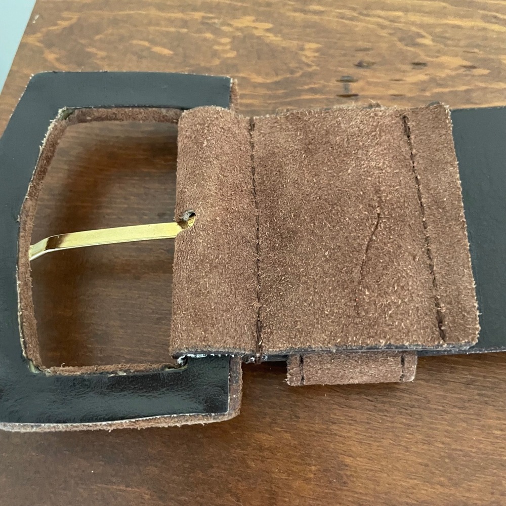 Vintage MAX MARA Belt Microsuede Embroidered Loop Design Wide Big Buckle *READ - Picture 13 of 15